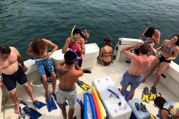 gearing up to go snorkeling