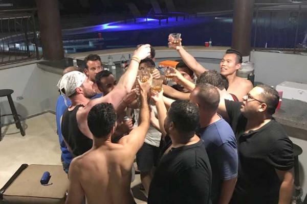 Group cheers nightlife in Jaco, Costa Rica