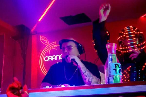 dance area and DJ booth at Orange Pub, a nightlife hotspot in Jaco Costa Rica