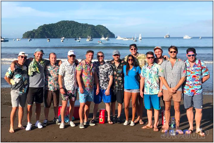 Group of men on corporate retreat at Jaco Beach Costa Rica