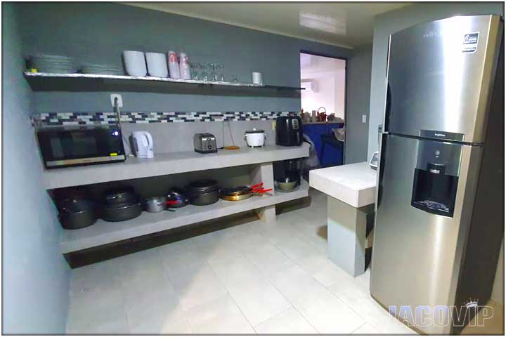 Fridge and shelves for plates and cups