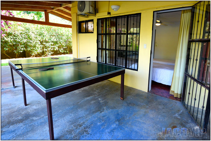 Ping pong table in back yard area