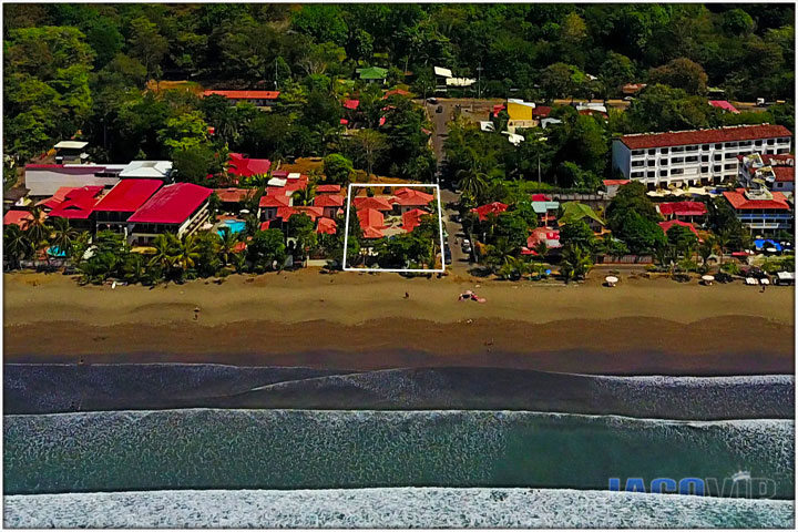 Drone photo of Jaco beach and Casa Ponte Beach Villa