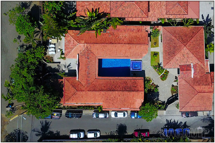 Costa Rica Vacation Rental on Jaco Beach Front Aerial View