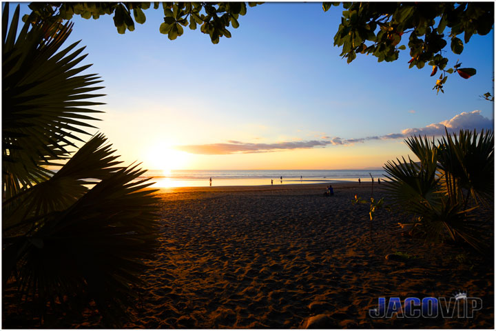 sunset at Jaco Beach in from of villa