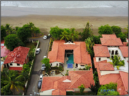 Aerial view of Villa Encantada and Jaco Beach