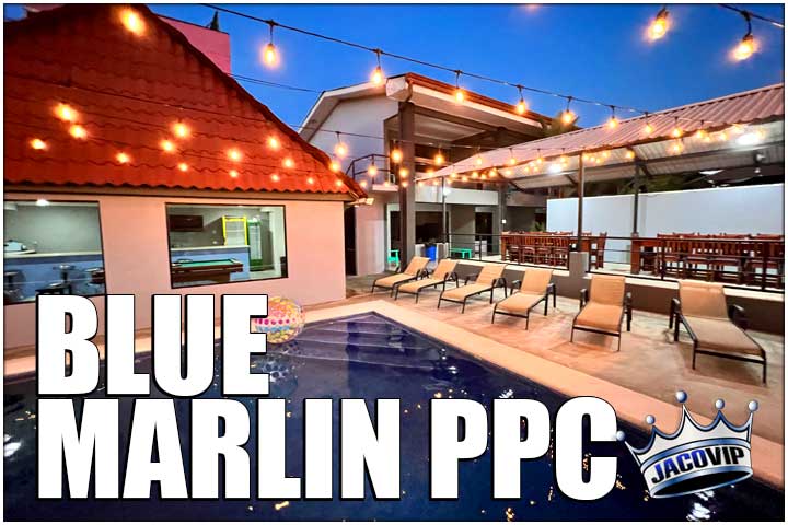 Side view of Blue Marlin private party complex next to Republik Lounge