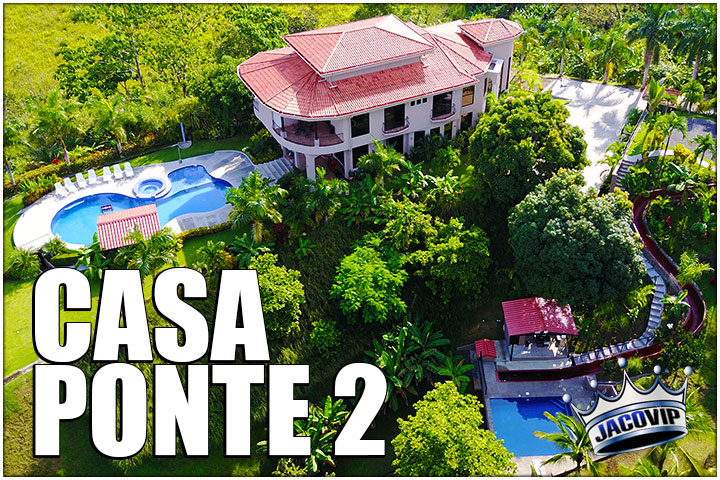 Drone photo of Casa Ponte 2 with view of water slide