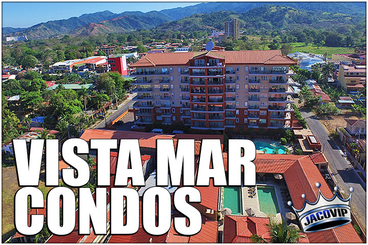 Aerial drone photo of Vista Mar Condos and Cocal Hotel in Jaco