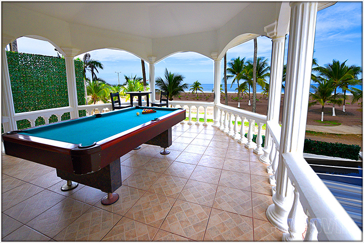 Jaco North Beach Villa Balcony with Pool Table and View of Jaco Beach