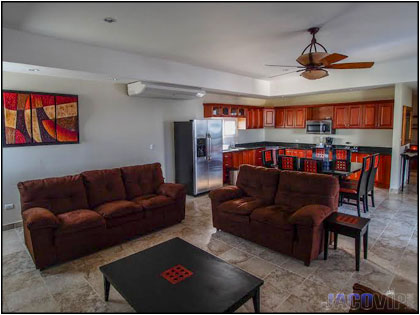 living room sofas plus kitchen