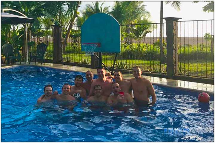 Bachelor party group pool party at Serenity Point