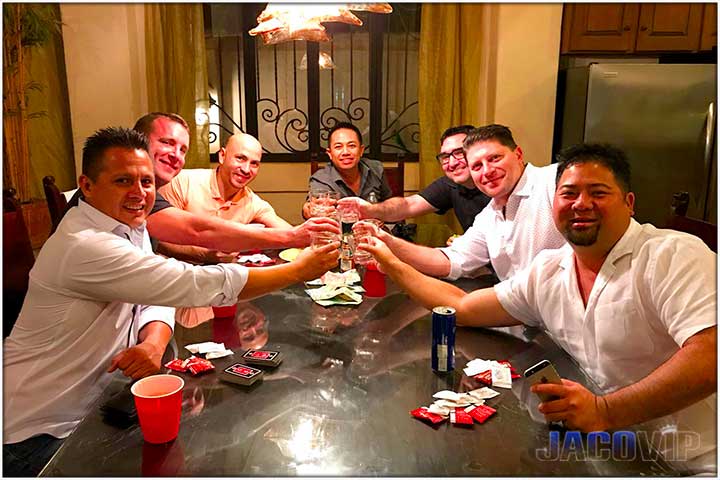 Jaco VIP Bachelor Party Group at dinner table
