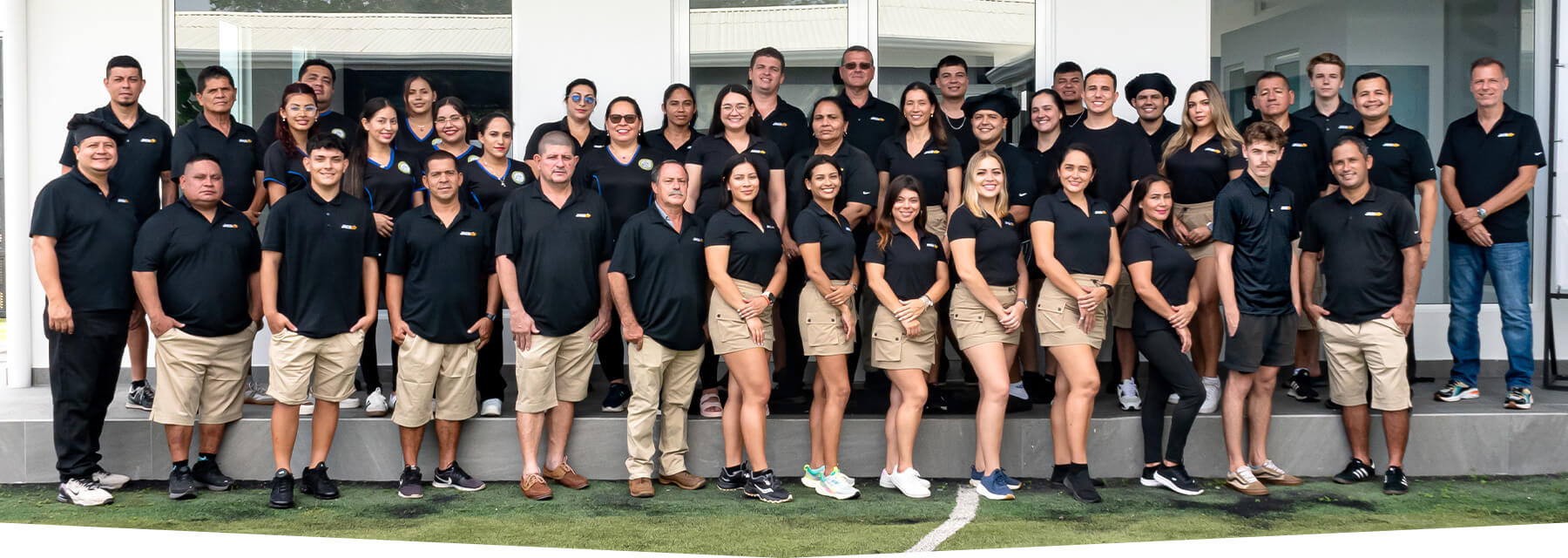 The JacoVIP team standing in front of the main office in Jaco Beach, Costa Rica