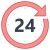 Clock icon for 24/7 Reliability