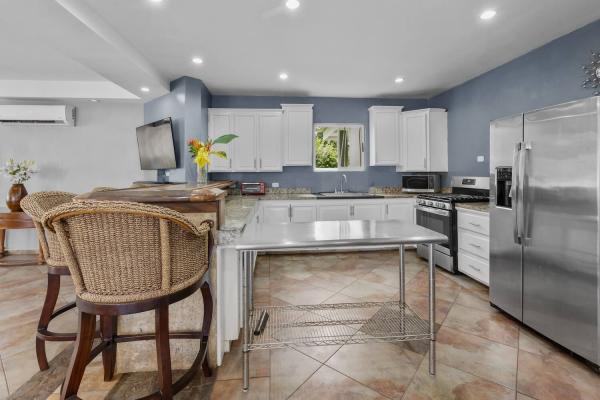 stainless steel prep area in kitchen