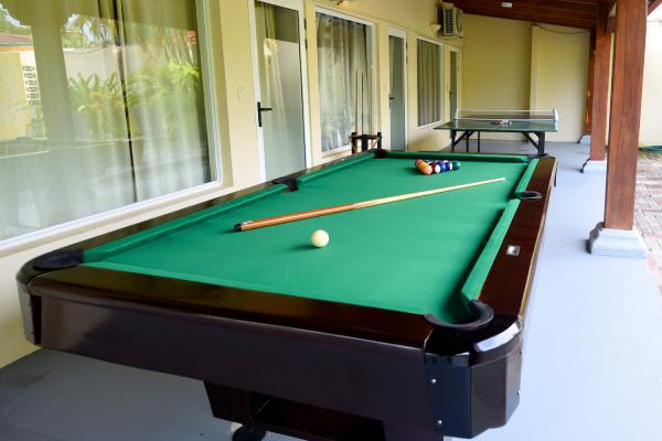 close up of pool table