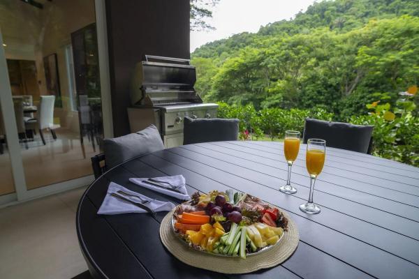 View of the outdoor dining area next to the BBQ grill