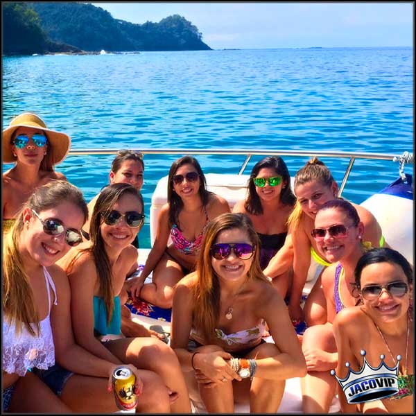 Group of ladies on a private party boat near Jaco Beach in Costa Rica