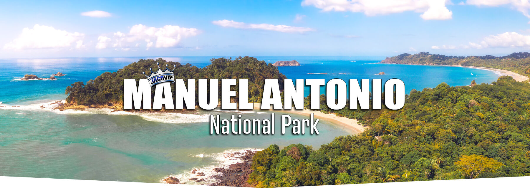 Drone view of Manuel Antonio National Park beaches and mountains