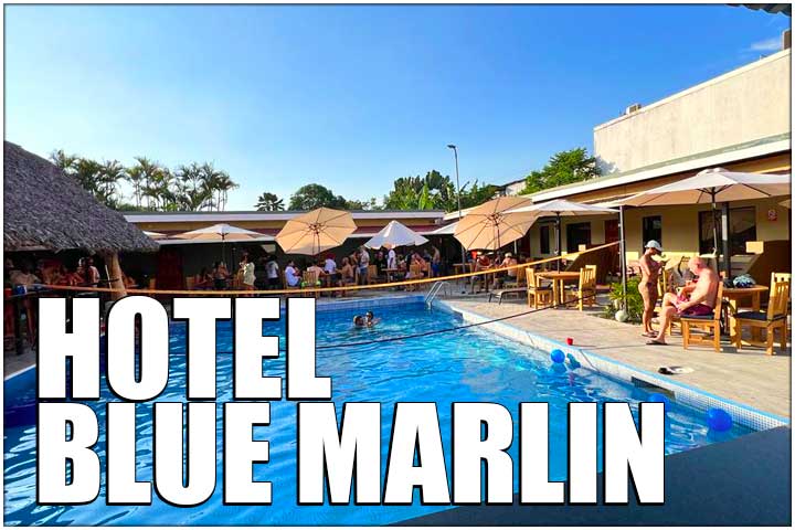 Pool and rancho at the Blue Marlin Hotel in Jaco