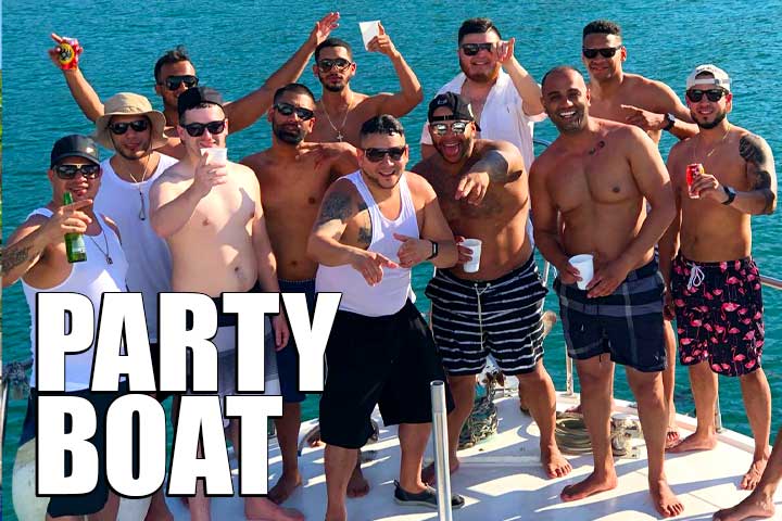 Private party boat rental in Jaco Costa Rica with guests having fun