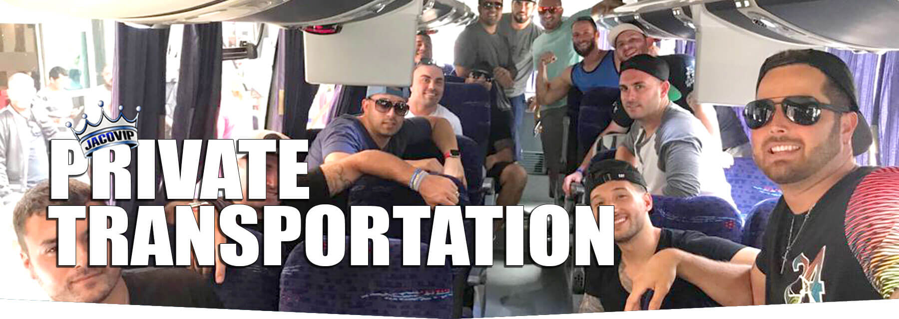 Group of guys in a private bus going from SJO airport to Jaco Beach villa