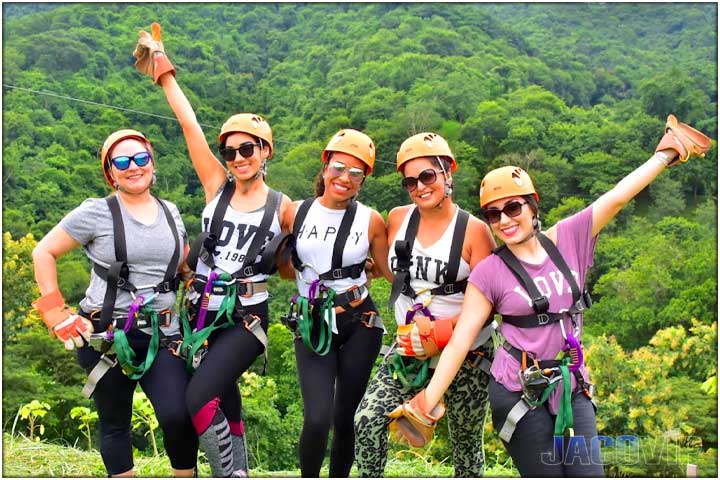 Bachelorette party group after the zipline canopy tour