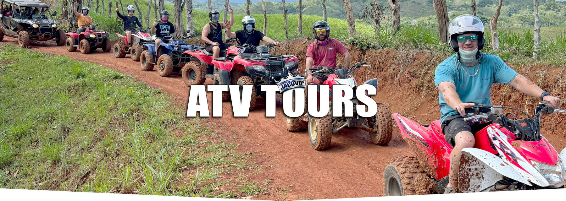 Group of guys on ATV tour in Costa Rica