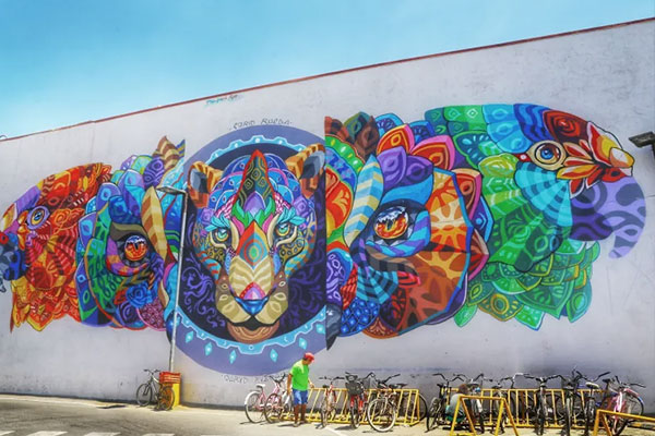 Large scale animal mural in Jaco Beach Costa Rica