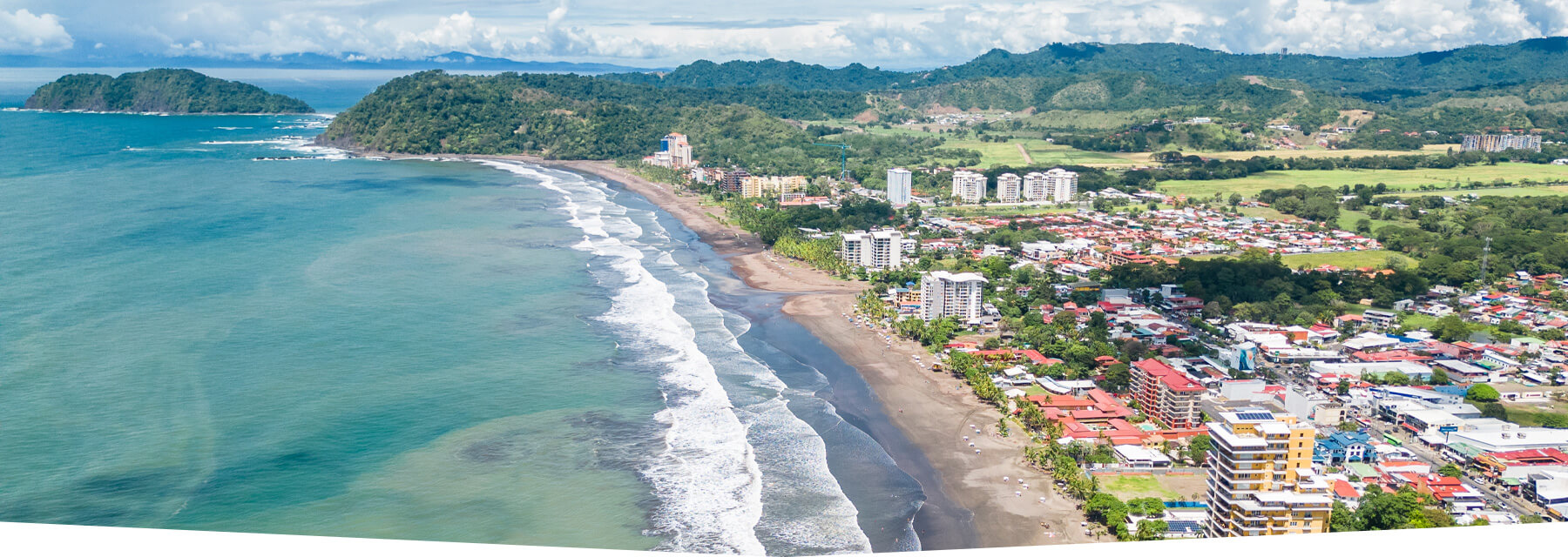 Aerial view of Jaco Beach coastline — hero image for Costa Rica trip planning tools