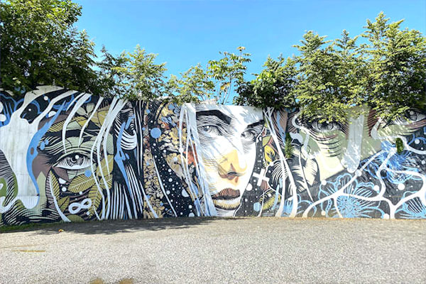Colorful mural wall art in Jaco Beach Costa Rica