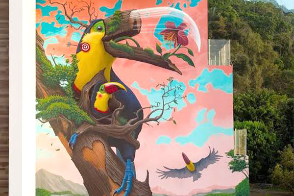 Toucan mural art in Jaco Beach Costa Rica