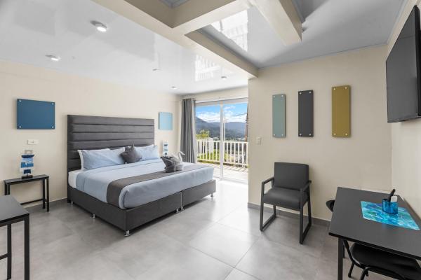 1 King Size Bed Large bedroom with king bed and work desk at Sky House in Jaco Costa Rica