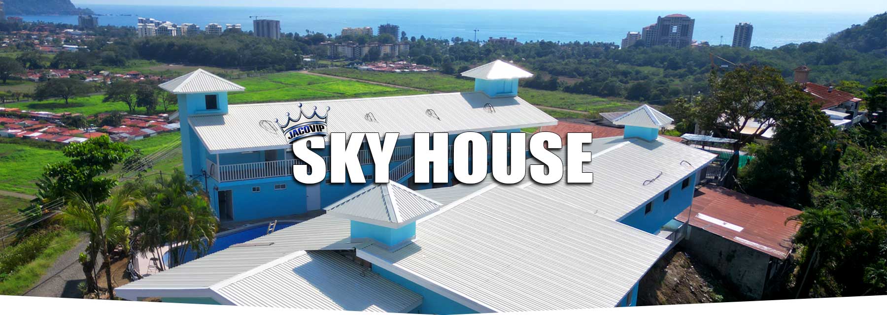 Aerial view of Sky House in Jaco Beach