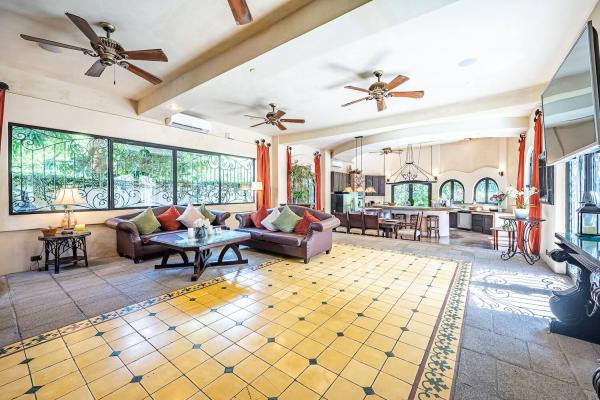 corner view of large living room at villa antigua in jaco costa rica