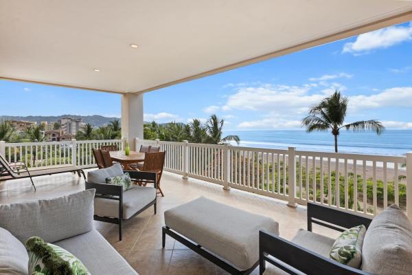 Ocean and town views from the balcony at The Palms Condo 504