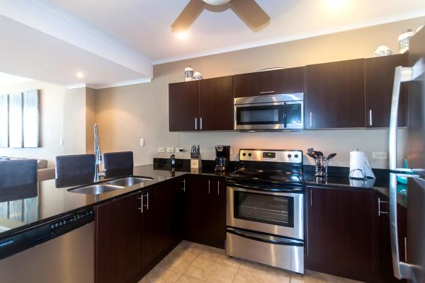 large fully equipped kitchen at the Palms condo in Jaco Beach Costa Rica