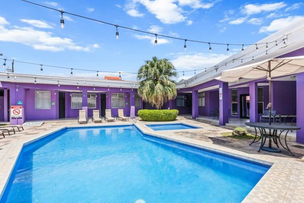 hanging lights over swimming pool