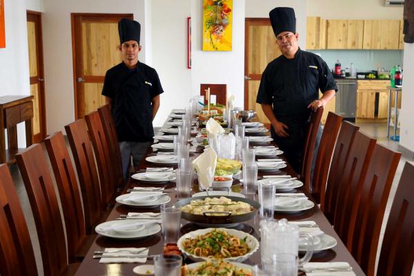 Jaco VIP chefs with set dining tables