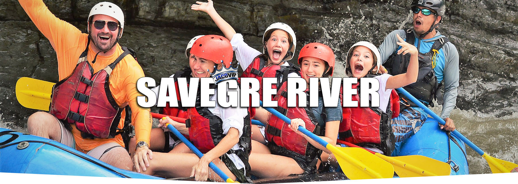 Family white water rafting at Savegre river near Jaco Beach Costa Rica