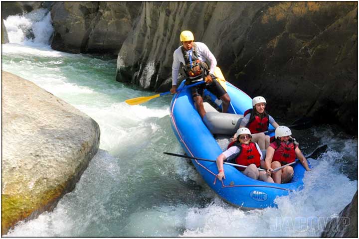 Vertical raft during river rafting tour