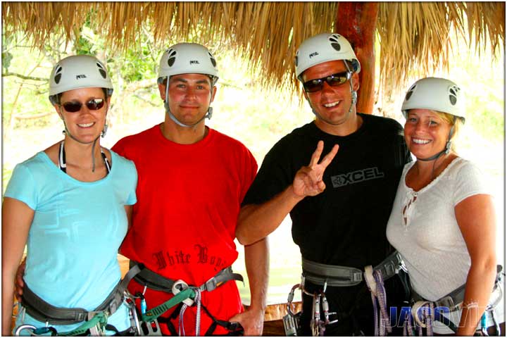 Guests with gear ready for zipline tour